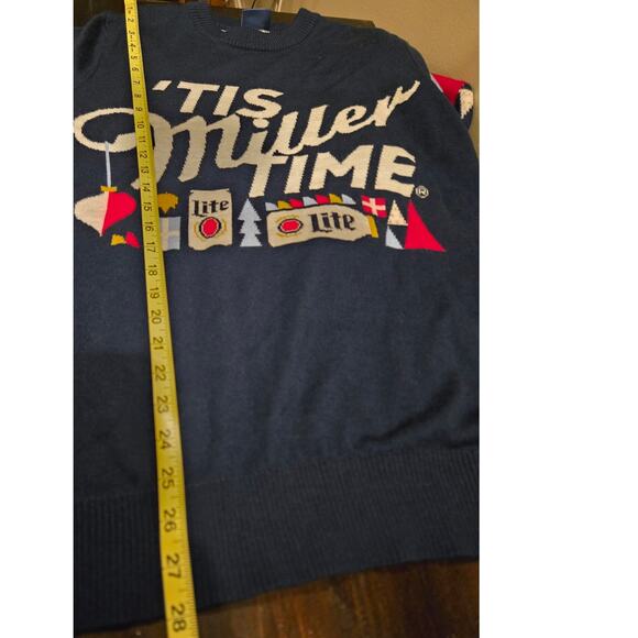 Miller Lite Ugly Christmas Holiday Sweater Mens Large Blue - Picture 9 of 10